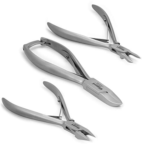 Blizzard - Kit 3pz Strumenti Podologia, Tronchesino a Punta Concava, a Punta di Freccia, a Punta Fine per Taglio Unghie Spesse e Incarnite - Produzione Tedesca Uso Professionale e Cura dei Piedi