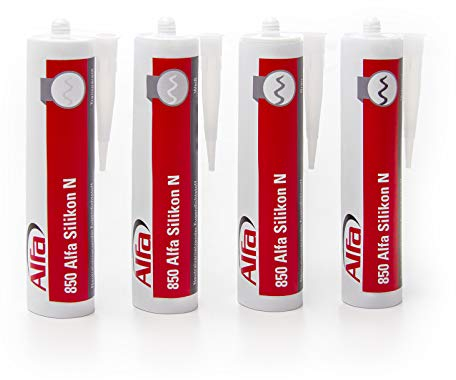 1x Alfa Silikon Steingrau Bausilikon zum Kleben und Abdichten Fugendichtstoff UV- und witterungsbeständiger Qualitäts-Dichtstoff