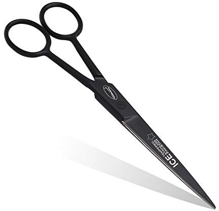 Fine Lines Hairdressing Scissors 6.5 in - Black Razor Edge Stainless Steel Hair Cutting Scissor for Beard & Salon Use - Anti-Rust Barber Shears for Grooming - Ergonomic Styling Tool for Men & Women
