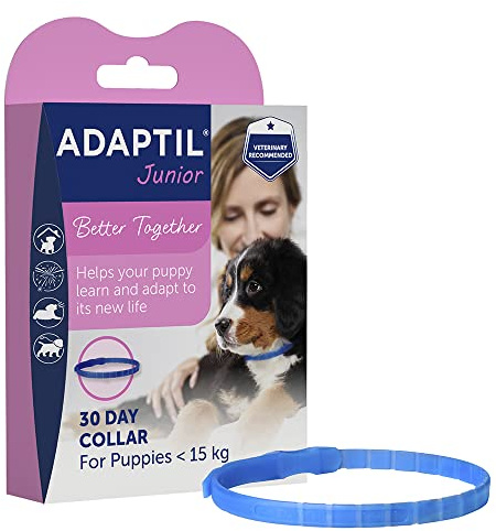 ADAPTIL Junior justerbart halsband för valpar, bevisat att hjälpa till att minska nattgråt, komfort när du lämnar hemma ensam, träning och förocilisering – valp