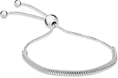 Tuscany Silver Women's Sterling Silver Snake and Box Chain Adjustable Slider Bracelet 23 cm/9 inch