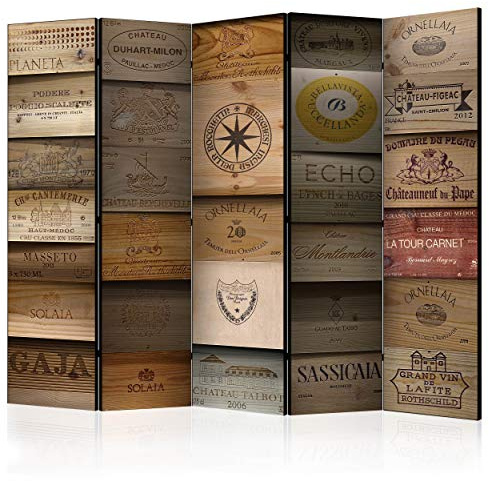 decomonkey Paravent Raumteiler Innen Holz Vintage, 225x172 cm, 5-teilig | Einseitig, Retro, Wohnzimmer, Room Divider, Wall, Raumteiler Stehend, Trennwand, Sichtschutz, Spanische Wand, Sichtschutzwand