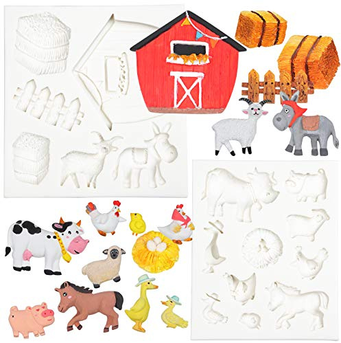 Silikonform Bauernhof Tier Fondant Formen Cupcake Topper Kuchendeko 2er Set