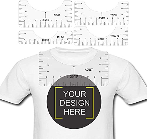 5 Stücke T-Shirt Zentrierung Ausrichtung Werkzeug PVC T-Shirt Vorlage T-Shirt Platzierung Führung Lineal Vinyl T-Shirt Machen Messwerkzeug für DIY，T-Shirt Lineal Guide transparent Ruler Guide，