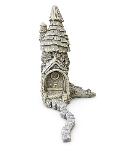 Garden Mile Fairy House Garden Ornament 30cm Textured Resin Fairy Cottage with Detachable Stone Path, Weatherproof Outdoor Fairy Garden Decoration for Patio, Lawn, Yard, Flower Beds & Miniature Garden