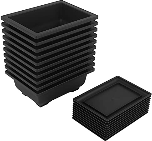 Jevina 10 Packungen Bonsai Trainings TTpfe mit Tablett Kunststoff Bonsai Pflanzen Topf für Garten Wohnen Balkon 16,5X12Cm, Mehrfarbig
