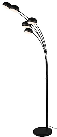 Reality Leuchten Bogenleuchte Dito R46155032, Metall Schwarz matt, exkl. 5x E14