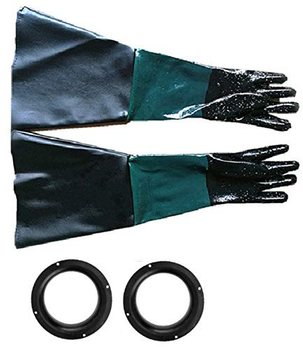Ntcpefy 1Pair Rubber Sandblasting Gloves 60cm Duty Working Protective Sandblaster Gloves for Sandblast Machine Cabinet