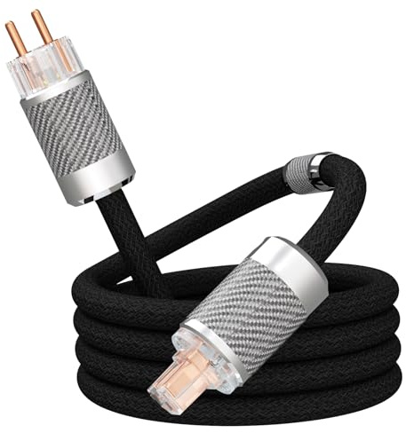 Audiophile HiFi-Netzkabel,HiFi Stromkabel 10AWG EU-Netzkabel 125V/15A für Lautsprecher,Subwoofer, Plattenspieler,Verstärker,DAC