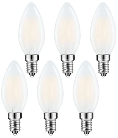 Lamsky E14 LED Bulb European Base 4W LED Chandelier Light Bulbs Dimmable 40W Equivalent,110V 4000K Neutral White,Frosted Glass Decorative Bulb,6 Pack