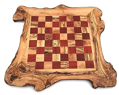 Schachbrett rustikal Größe wählbar ohne Schachfiguren Brett für Schach, Schachspiel handgefertigt aus Olivenholz, Geschenidee (XL) (L)
