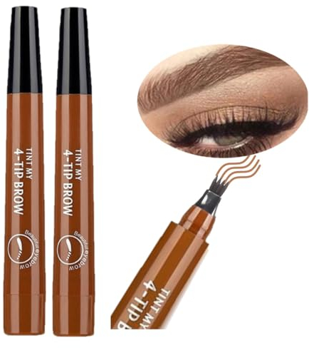 KARLOR Augenbrauenstifte Set, 2 flüssig Augenbrauenstifte härchenzeichnung wasserfest hellbraun Augenbrauen pencil Liquid Eyebrow Pen natürlich Augenbrauen wischfest (hellbraun)