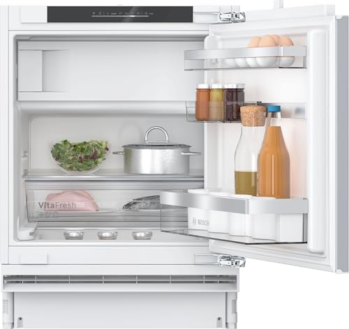 Bosch KUL22ADD0, Serie 6, Smarter Unterbau-Kühlschrank mit Gefrierfach, 82 x 60 cm Nische, 93 L Kühlen & 17 L Gefrieren, Made in Germany, längere Frische mit VitaFresh 0º, sehr leise, HomeConnect