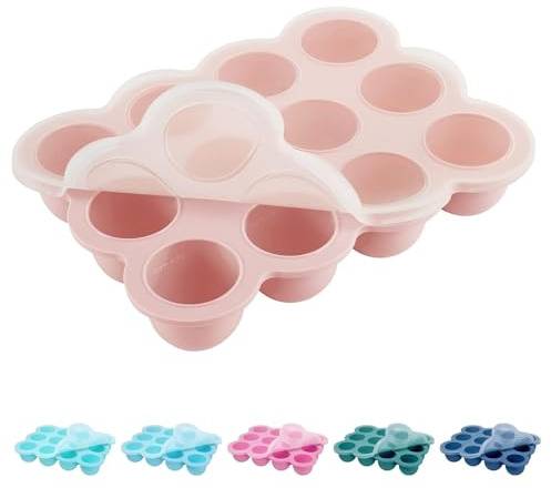 btrfe Contenedores de almacenamiento de alimentos para bebés, bandeja de congelador, molde perfecto para cubitos de hielo con tapa para alimentos caseros para bebés, puré de frutas y verduras (rosa
