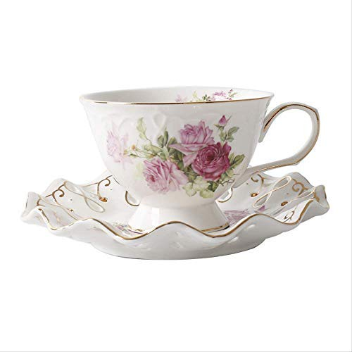 Tasse à Rose et Soucoupe, Tasse à thé Noire, Ensemble de Tasses à café en Porcelaine Chinoise, Tasse à thé élégante, Tasse Miniature Haute en Porcelaine Blanche