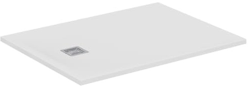 Ideal Standard - Ultra Flat S+, Piatto doccia rettangolare ultrasottile in resina effetto pietra, 120x90cm, Ideal Solid, Scarico lato corto, Bianco