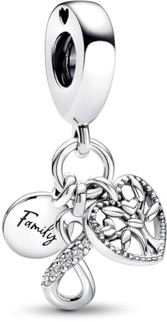 SURALIN 1 Stück Charms Anhänger Family Infinity Triple Charm Stammbaum, Armband Halskette Valentinstag Muttertag, für Europäische Armbänder Halskette