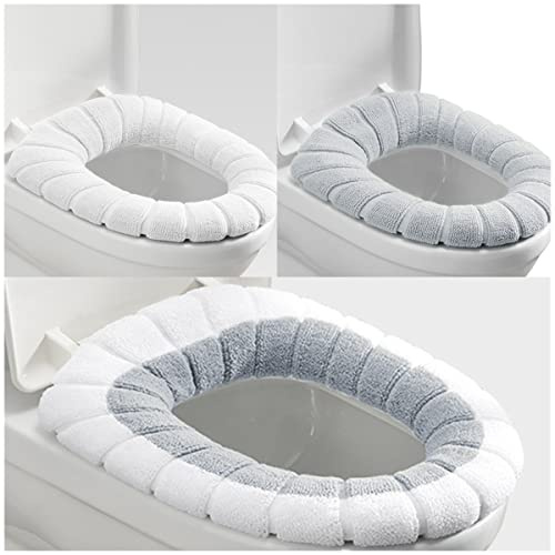 Mmnuagebleu 3 Stück WC-Sitzbezug, Antibakteriell,Warm und Weich, Waschbar,Stretch, WC-Sitzbezug-Kissen,Toilettensitzbezug,Toilettensitzkissen (DREI Farben)