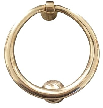 Solid Brass Front Door Knocker, Polished Brass Finish, 124mm Diameter