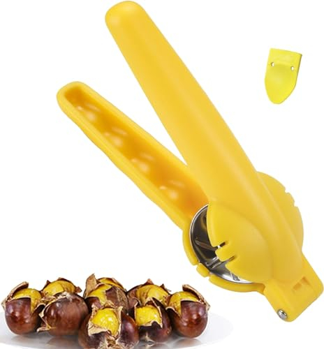 Kastanie Schneider Maronizange Maronen Messer Maronimesser Chestnut Opener Cutter Kastanienmesser Kastanienzange Nussknacker Kastanienöffner（Gelb）