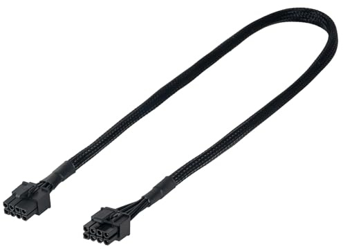 PCIE Kabel für EVGA, 65CM Stecker auf Stecker 8 Pin auf 6+2 Pin GPU Stromkabel Hülse Kabel für EVGA G+ G2 G3 G5 G6 GA GM GT P2 P3 P5 P6 P+ T2 T3 (Schwarz 18AWG, 65cm)