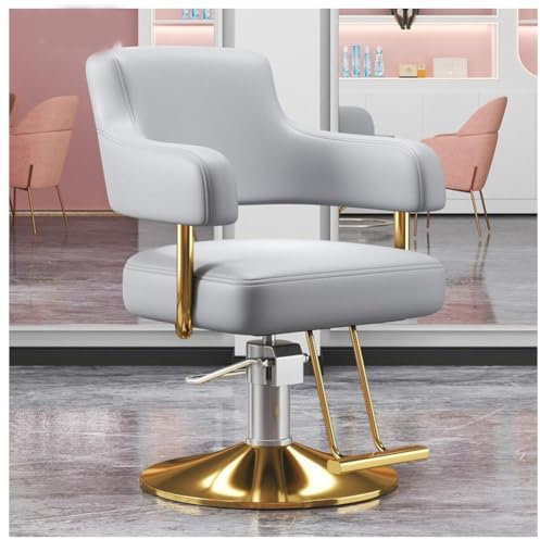 Professioneller Friseurstuhl Hairdressing Chair mit 360° Rotation und Hydraulikpumpe in Gold Friseurstuhl höhenverstellbar Kapazität 150 kg für Spa Beauty Barber Chair