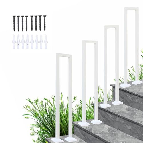 Main Courante pour Escalier Intérieur, Rampe Escalier en Forme de U Métal, Antidérapante Extérieur Garde Corps, Garde-corps Décoratif et sûr, pour Couloir villa Immeuble Loft (Blanc 70cm)