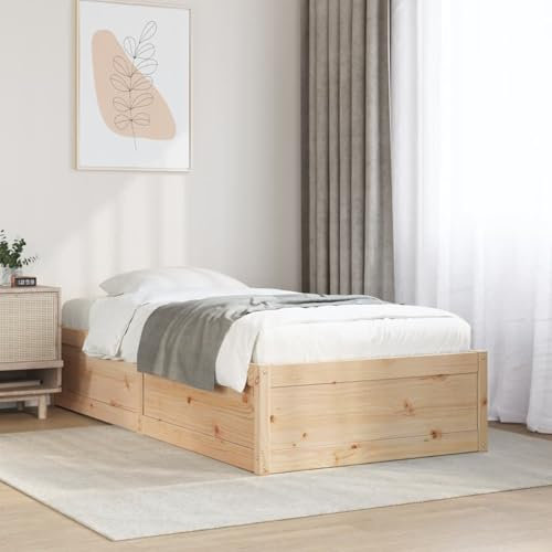 Buzaza Massivholzbett ohne Matratze 75x190 cm Holz Bett Massivholzbett Bed Frame Bettgestell Bett Holz Kiefernholz - 846846