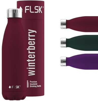 FLSK Trinkflasche – Premium Edelstahl Thermosflasche – 100 % auslaufsicher & kohlensäuregeeignet – hält 24 h kalt & 18 h heiß – BPA-frei (winterberry, 500 ml)