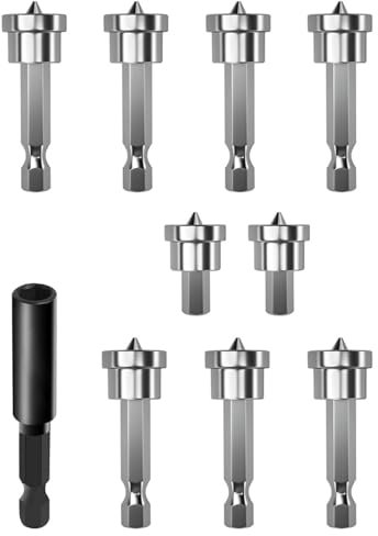 Bamyli 9 Pcs Drywall Screw Depth Setter,Drywall Screw Bit,1/4 Hex Shank Magnetic Positioning Screwdriver Bits with 60mm Extension Socket Drill Bit Holder for Plasterboard