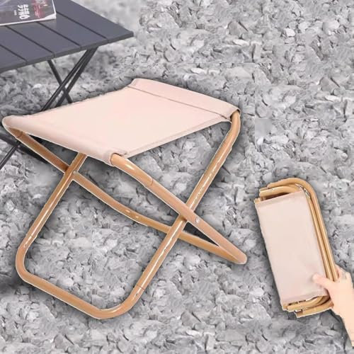 QSPNVFB Mini Angeln-hocker Faltbarer Tragbarer Camping Stuhl Mit Tasche, Kleiner Klapphocker Klappsitz Leicht Klappstühle Für Grillen Picknick Wandern(Khaki,Medium)