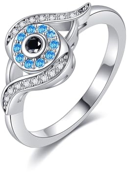 URONE Ring mit bösem Blick Sterlingsilber türkische Ringe mit bösem Blick Nazar-Amulett Schmuck mit bösem Blick für Frauen (57(18.1mm))