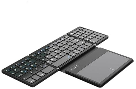 docooler Teclado Plegable Compacto Teclado BT Portátil con Gran Touchpad Teclado Inalámbrico de Bolsillo de Viaje Compatible con Windows/iOS/Android
