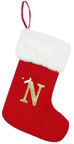 Weihnachtsstrumpf Rot Mit Bestickter Buchstaben Personalisiert Nikolausstrumpf Gold Glitzernde Weihnachtssocke 25CM Großer Christmas Stockings Fashion Weihnachtsdekorationen Für Weihnachtsbaum