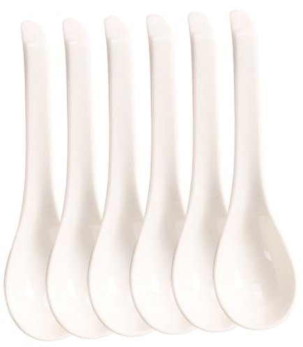 Cabilock Set 6 Cucchiaini in Ceramica Bianca, Cucchiai Da Zuppa Per Alimenti Delicati, Design Semplice e Pratico, Adatti Per Riso, Dessert e Uso Quotidiano in Cucina