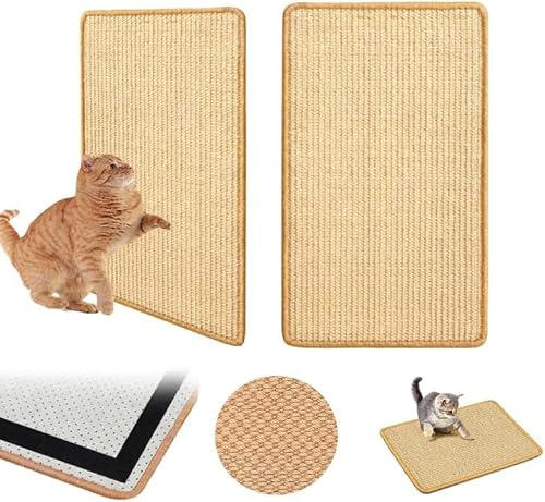 GIUSOBG Rascador para Gatos 2 Piezas 50x25 CM Alfombra Rascador para Gatos de Sisal Sofa Resistente al DesgasteAutoadhesivo Cuerda Sisal Natural para Proteger Muebles Sofás