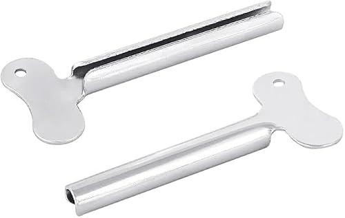 2 Pcs Silvery Metal Tube Squeezer Keys, Tube Toothpaste Squeezer Keys Metal Hair Dye Color Key Roller Dispenser Tool Durable Processing, Daily Living Tube Squeezing Aids