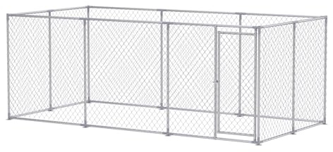 FIVMEN Outdoor Hundezwinger 400x200x150 cm Groß Hundekäfig Hundehütte Hundehaus Verzinkter Stahl mit Abschließbarer Tür Hundezaun Hundeauslauf Draußen