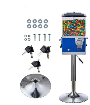 Commercial Metal Gumball Vending Machine, Coin Operated Candy Dispenser for Capsules, Bouncy Balls, and Nuts in Household and Toy Settings