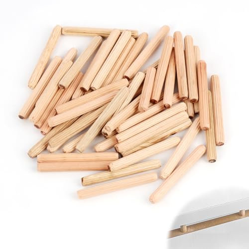 50Pcs Dowels Cabinet Drawer Round Dowels for Cabinet & Drawer Assembly,6 mm Lengths Round Dowels for Furniture Repair, Reinforcement & Joint Connectors in Shelves, Bookcases & Cupboards