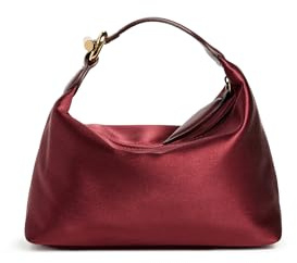 Liffner Women's Pillow Pouch Micro Bag, Maroon Gold Hardware, One Size