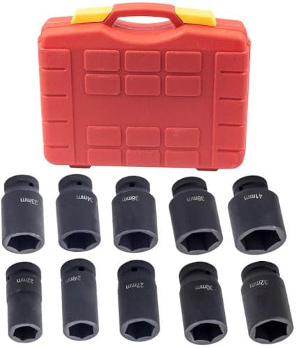 10Pcs 3 4 Drive Metric Impact Socket Set 6 Point 22mm To 41mm Deep Sockets Compatible With 3 4 Inch Drive Tools