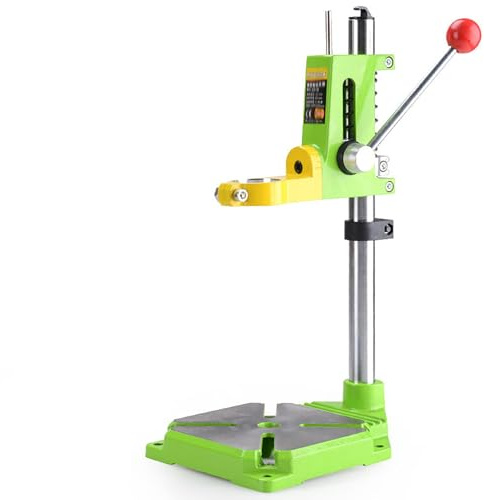 Supporto per trapano a colonna con manico, utensile per morsetto da banco, rotazione a 360°, campo di serraggio 38-44 mm, corsa di lavoro 60 mm, tubo in acciaio 25 x 400 mm, per legno e lavorazione