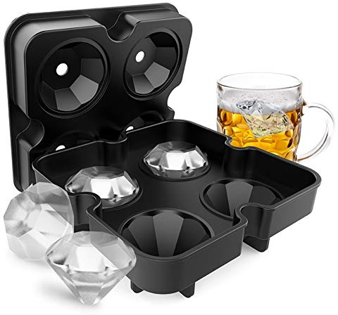 Fyearfly Molde para cubitos de hielo con 4 ranuras, fácil liberación, diseño duradero, color negro