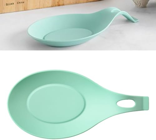 Yctze Silicone Spoon Rest - Preuve à Haute Température, Support de Chaleur pour les Ustensiles de Cuisine et le Comptoir, Facile à (Lac vert)