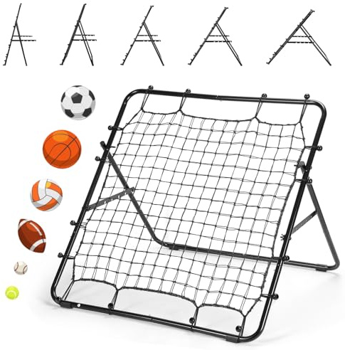 LIANTRAL Baseball-Rebounder-Netz, verstellbarer Rückpralltrainer für Fußball, Volleyball, Softball und Lacrosse, tragbarer, faltbarer Rebounder für Pass- und Schießübungen, Fußball-Rückprallnetz für