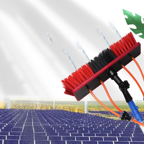 Solar Panel Cleaning Kit for Power Washer, Solar Panel Cleaning Equipment with Extendable Pole and 20m Water Hose Photovoltaic Water Power Brush for Patio Gutter Car Pet Window