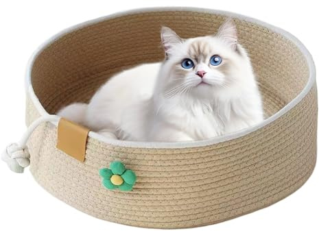 Cat Basket Bed, Large Cat Sleeping Bed Nest, Scratching Mat Accessories for Puppies, Office, Bedroom, Living Room, Car, Desk, Windowsill, Play, Couch, Indoor