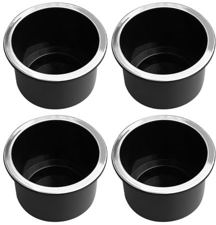 MUSISALY Lot de 4 Porte-Gobelets en Plastique Argenté pour Yacht Inserts Anti-Déversement Compatibles Bateau et Camping-Car Accessoires Nautiques Polyvalents pour Véhicule Réutilisable