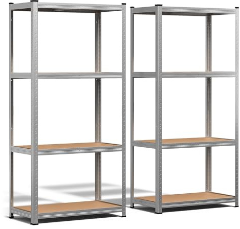 vounot® Lot de 2 Étagère de Rangement en Acier Galvanisé à 4 Niveaux 160x80x40cm Etagère Charge Lourde Tablette Ajustable Charge Max 700kg Idéal pour Rangement de Garage Atelier Cuisine